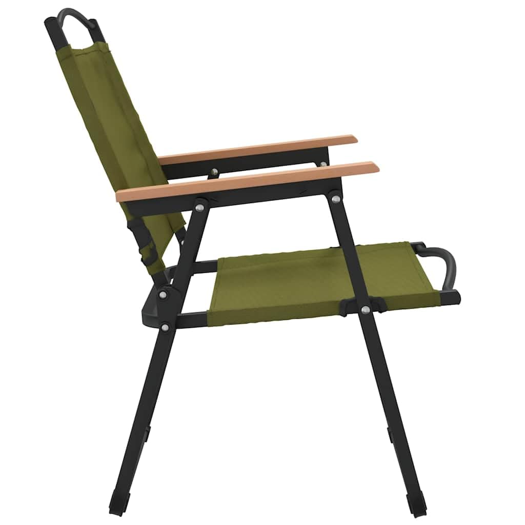 Green Oxford Fabric Folding Camping Chairs 2 Pack D384
