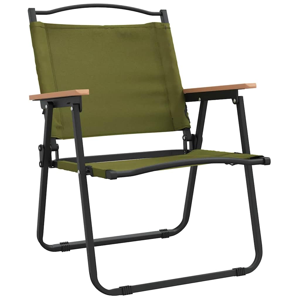 Green Oxford Fabric Folding Camping Chairs 2 Pack D384
