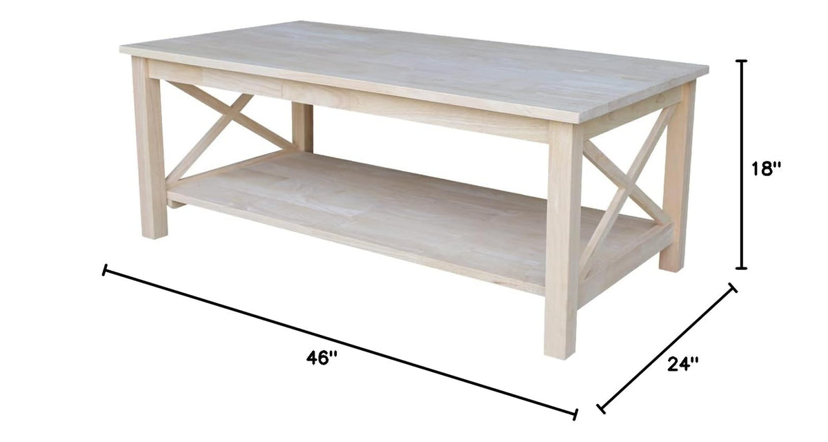 Unfinished Solid Wood Coffee Table E3488