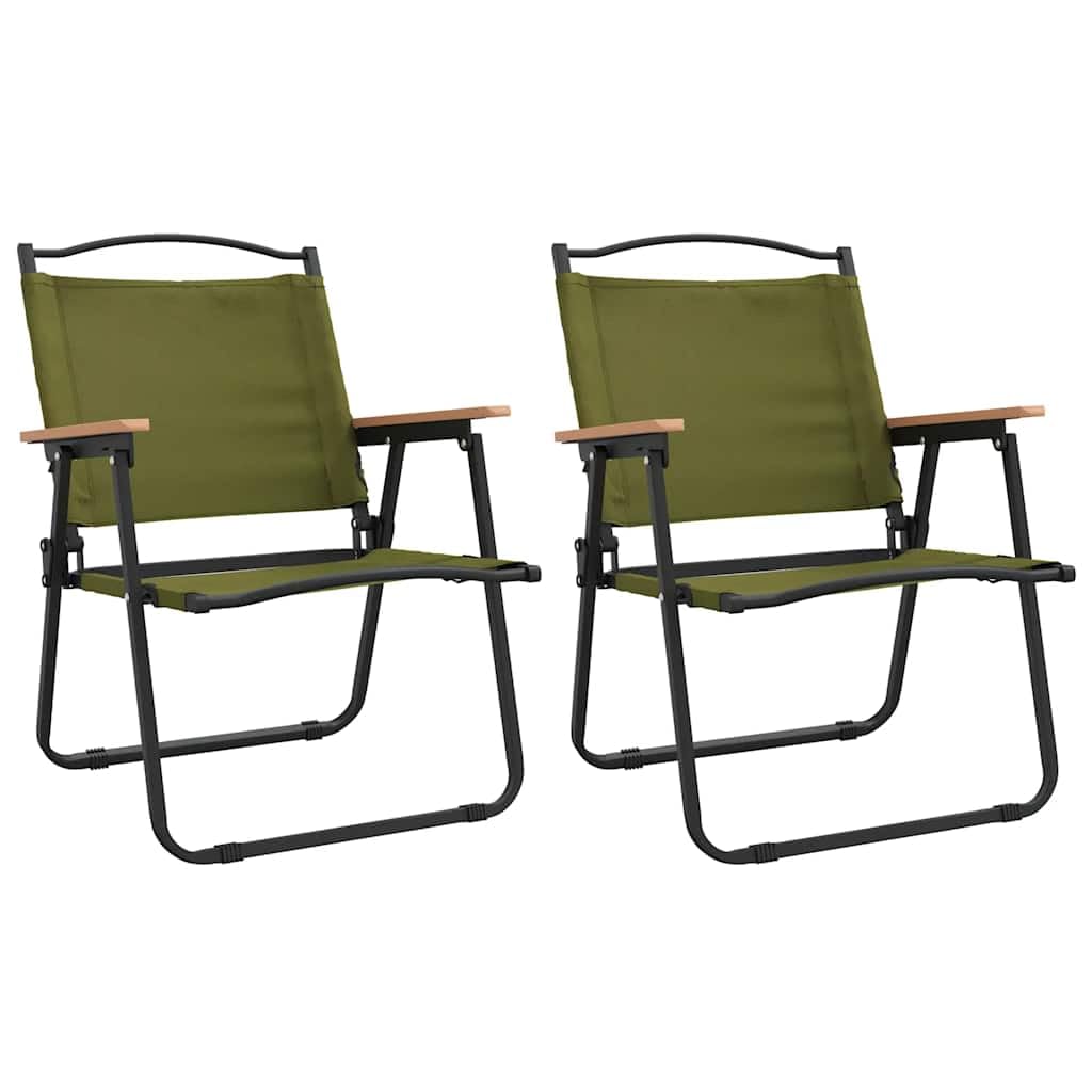 Green Oxford Fabric Folding Camping Chairs 2 Pack D384