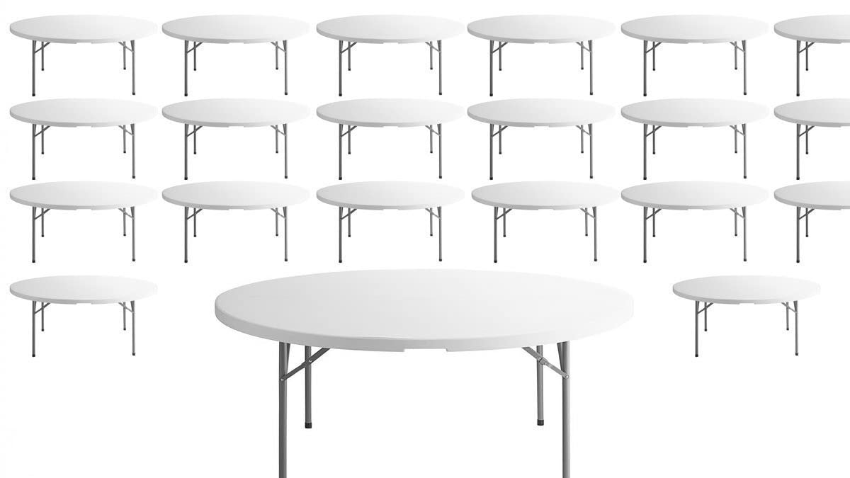 White 72 Inch Round Plastic Folding Table U707213