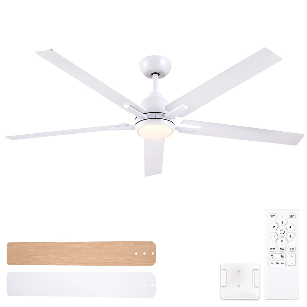 60 Inch White Ceiling Fan with Light & Remote Y720785
