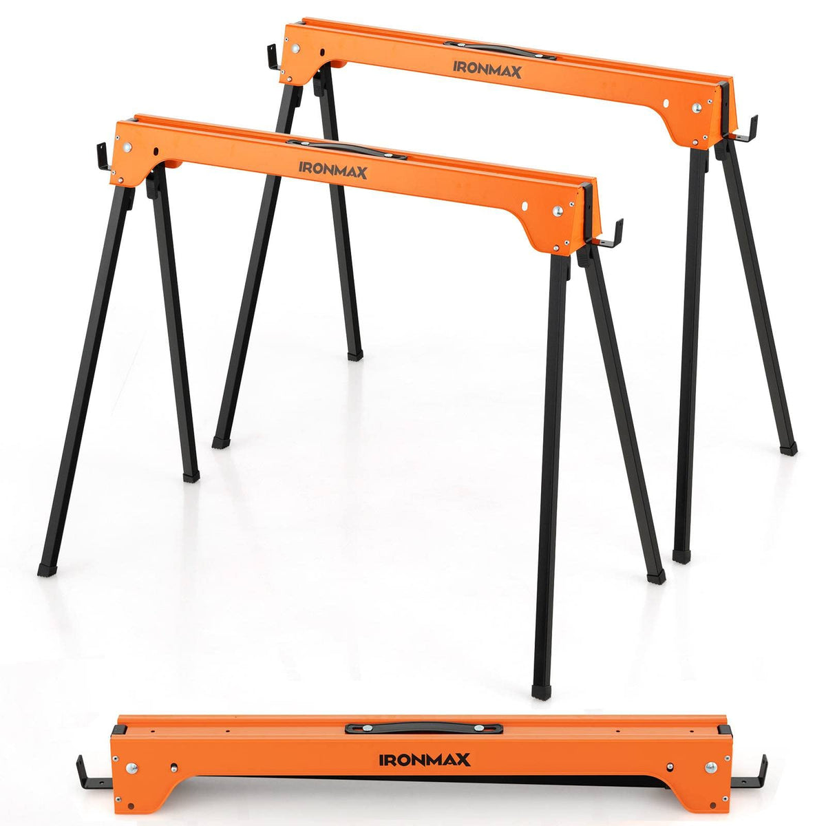 Folding Saw Horses 2 Pack 2644 LBS Capacity with Hooks D9150