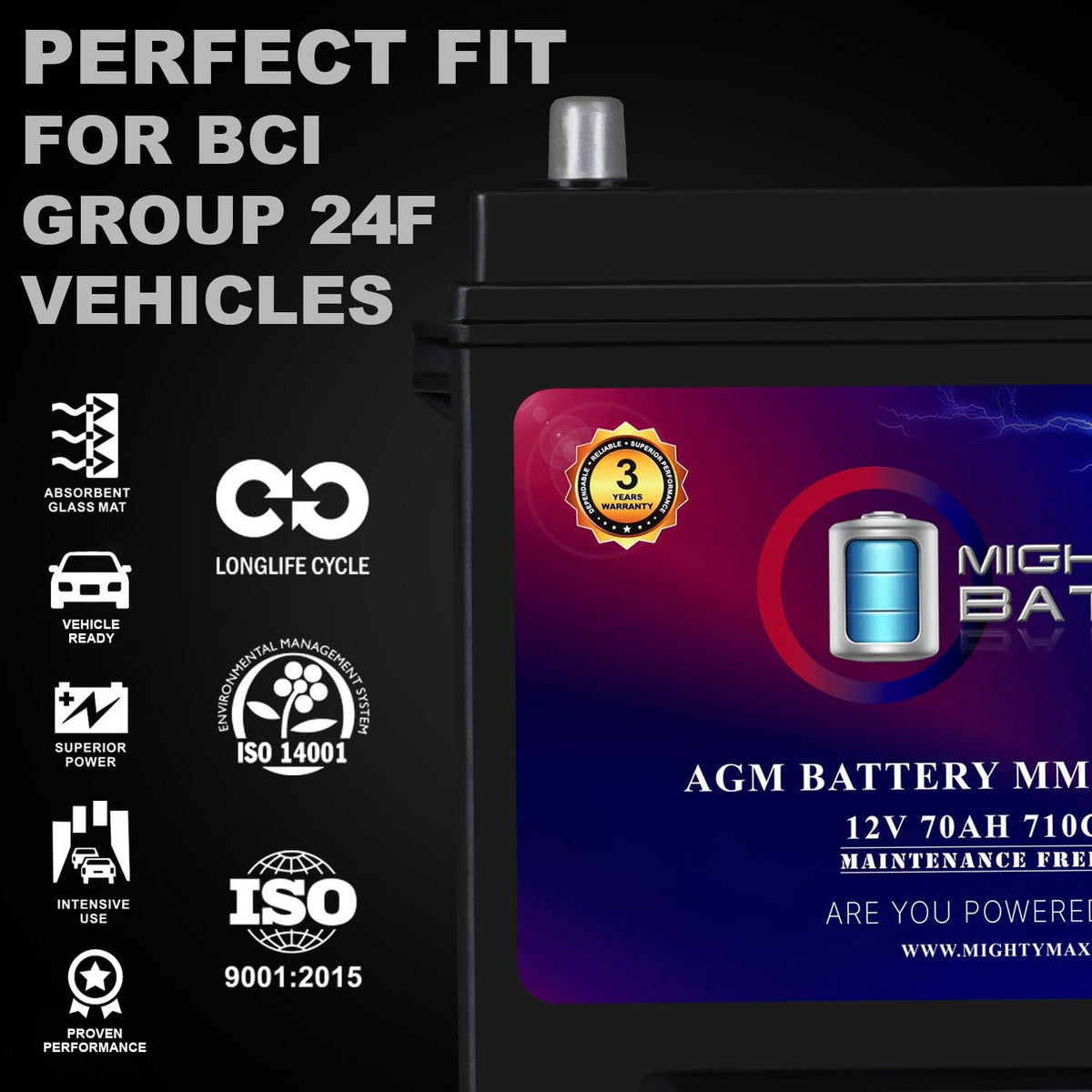 12V 70Ah AGM Replacement Battery S323