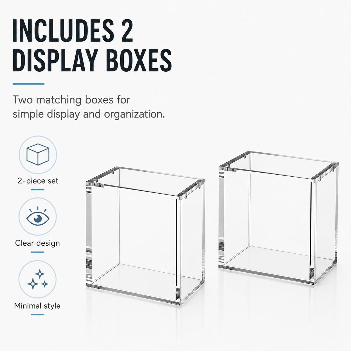 Display Case Stackable 2 Pack 5mm Acrylic Magnetic Lid UV Protection I693285