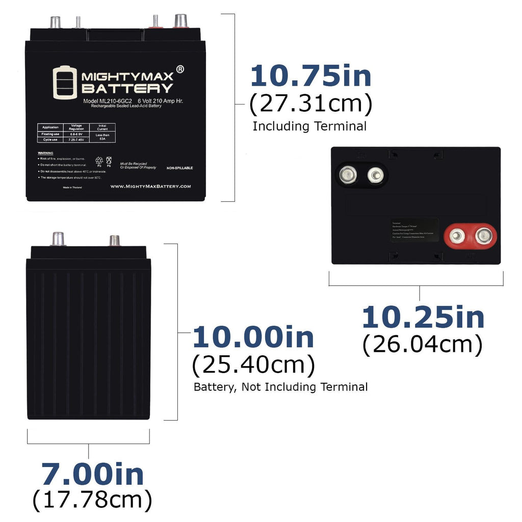 6V 210AH Dual Terminal SLA Replacement Battery 4 Pack Q966991