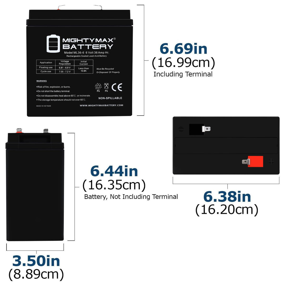 6V 36Ah AGM F2 Terminal Battery 4 Pack N77639