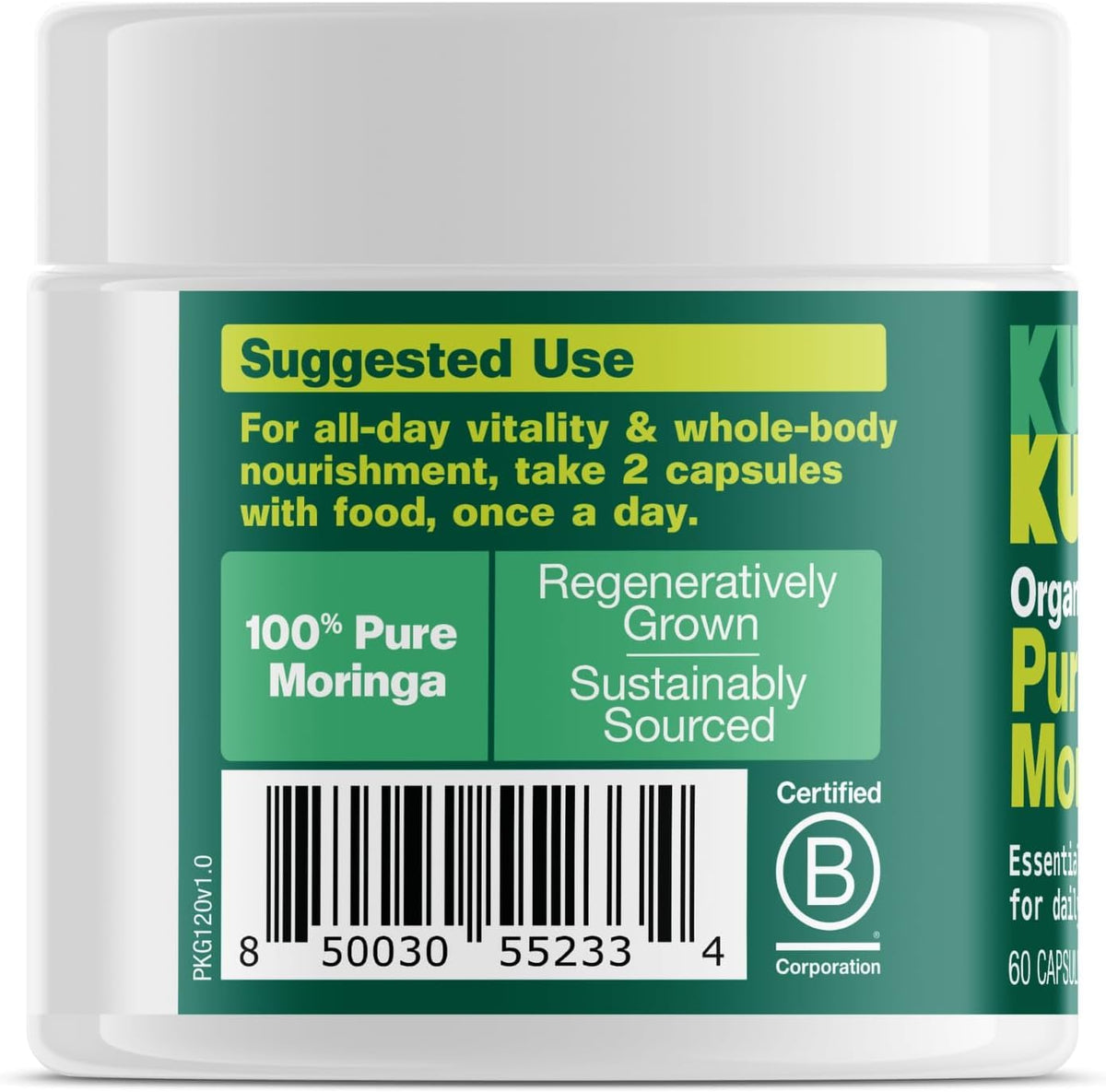 Pure Organic Moringa Leaf Capsules 60ct A61060