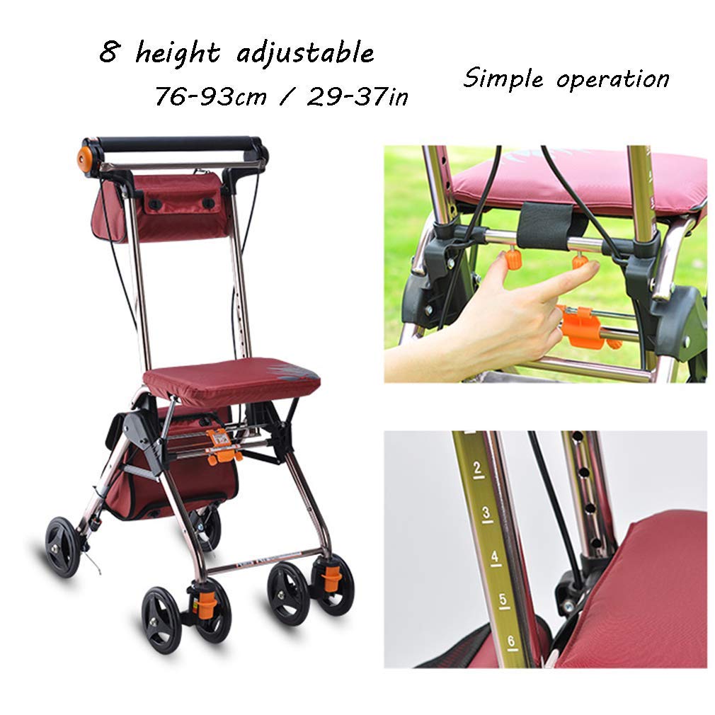 4 Wheels Foldable Rollator Walker with Seat V19799