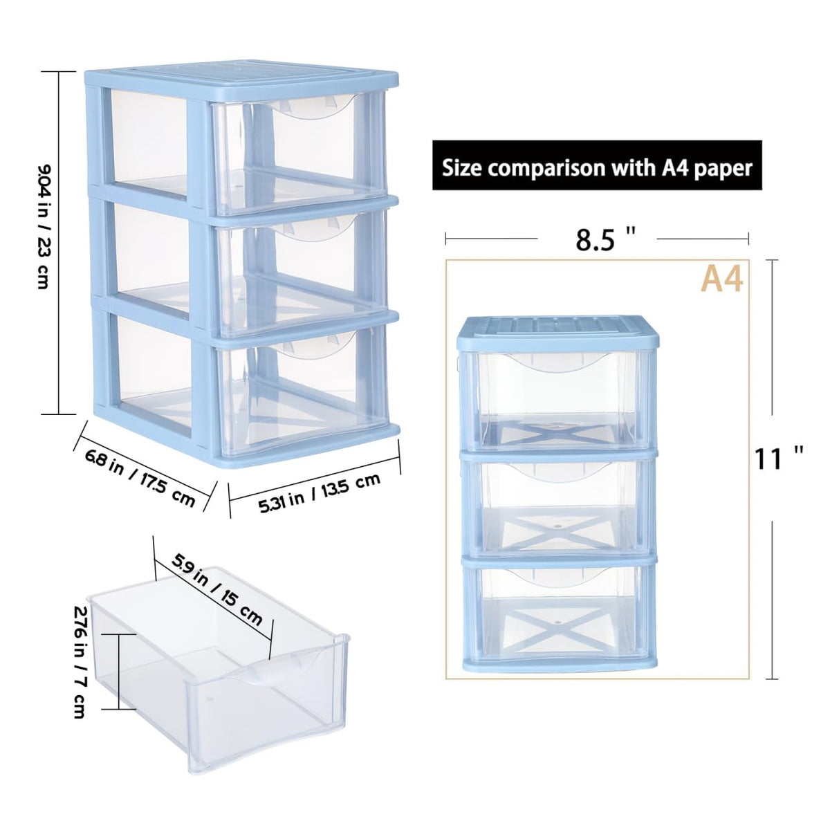 3-Drawer Plastic Storage Organizer H90326