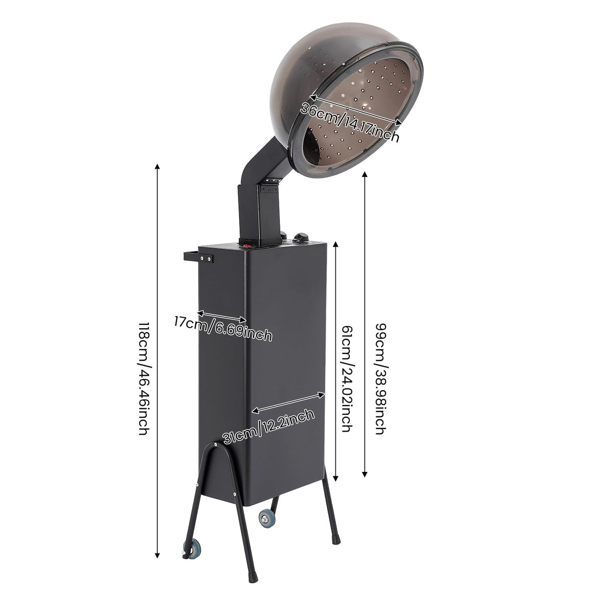 1200W Freestanding Hooded Hair Dryer with Wheels Y4359