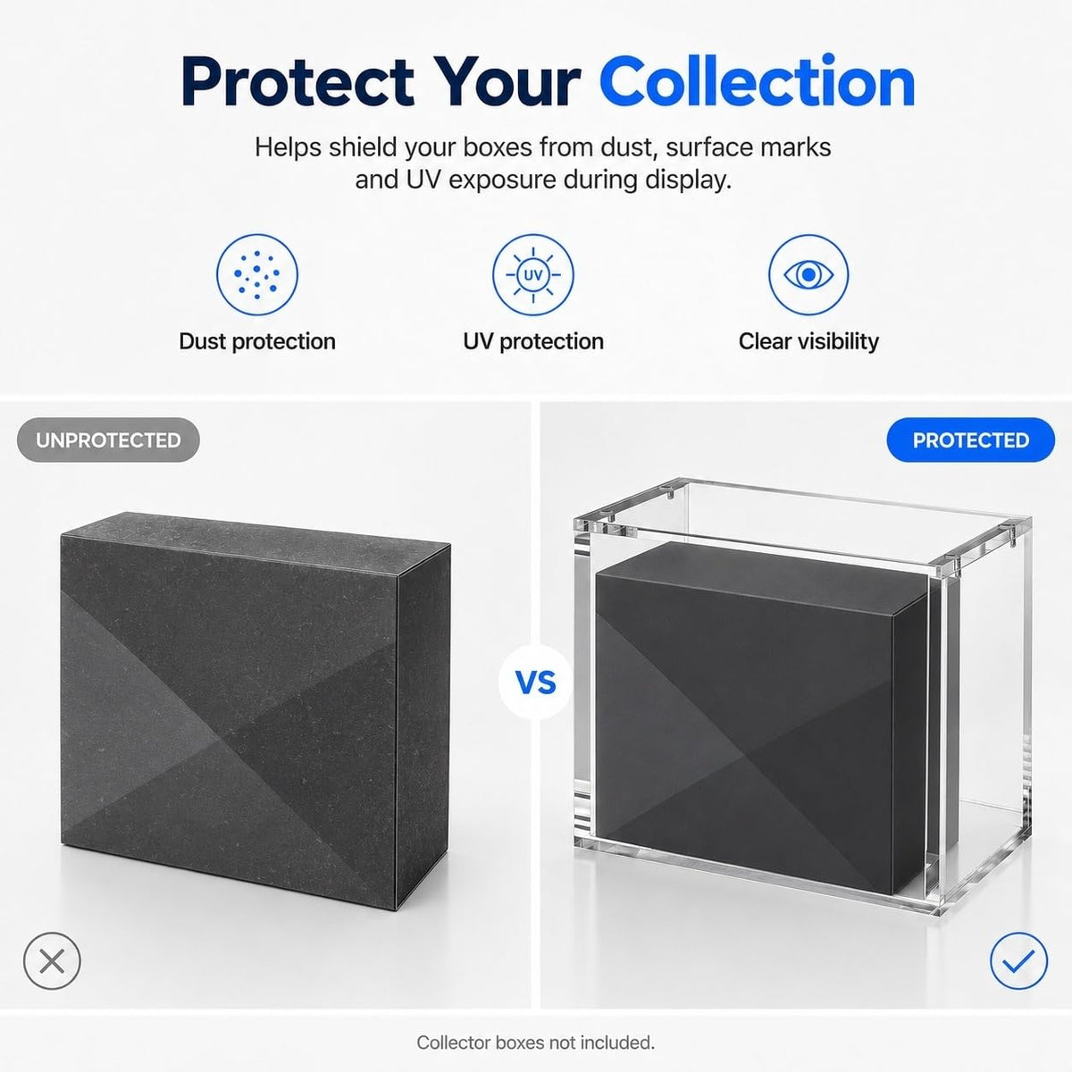 Display Case Stackable 2 Pack 5mm Acrylic Magnetic Lid UV Protection I693285