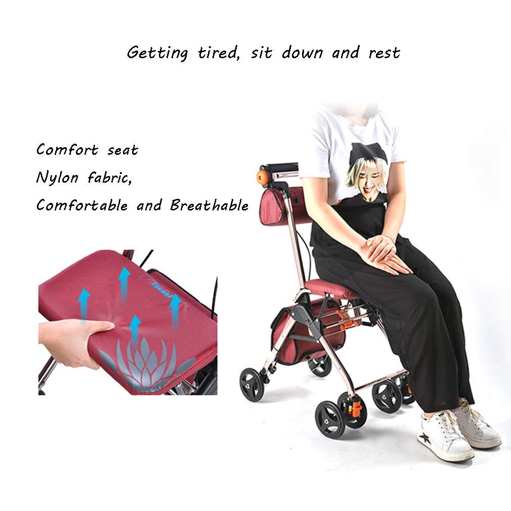 4 Wheels Foldable Rollator Walker with Seat V19799