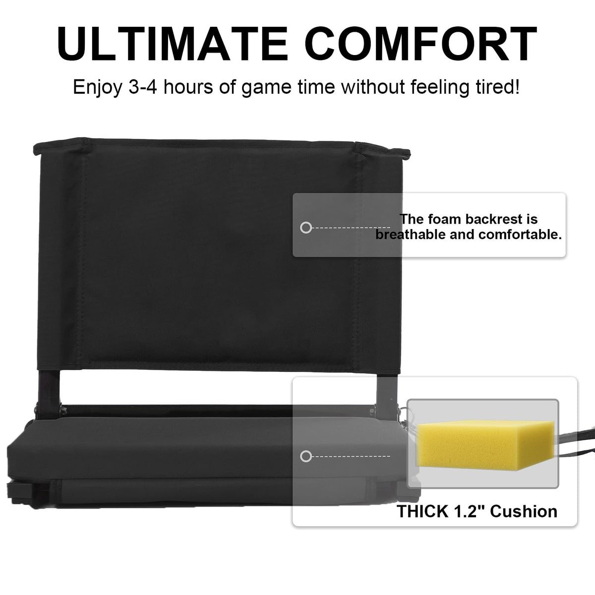 Folding Bleacher Seat with Back Support and Cushion S8992