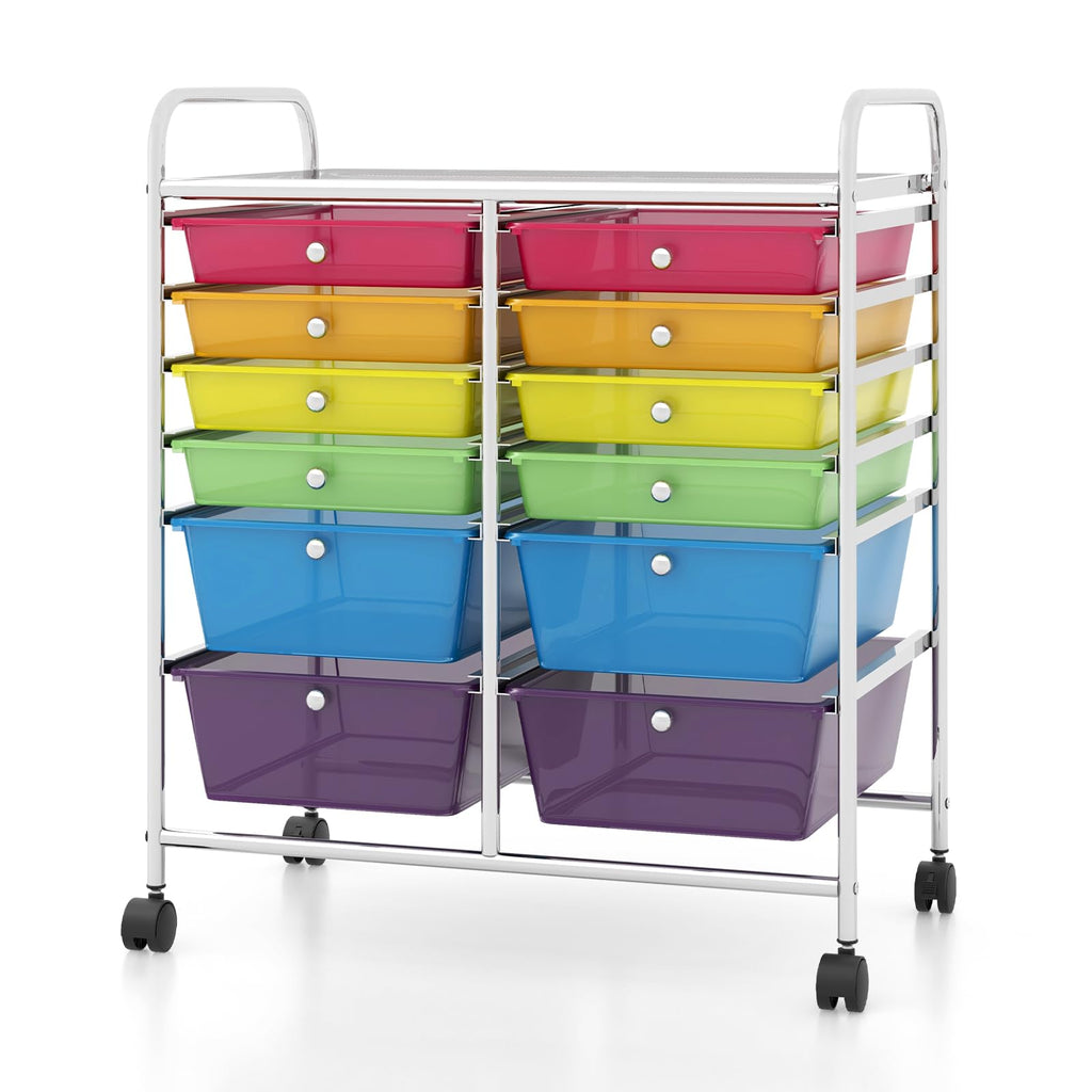 12 Drawer Rolling Storage Cart with Lockable Wheel Y5319
