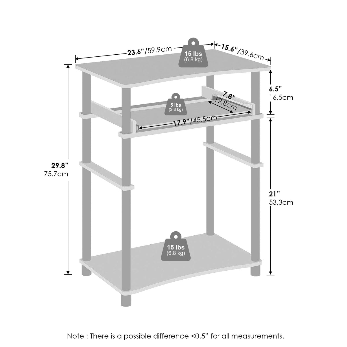 Black Desk with Keyboard Tray L347955