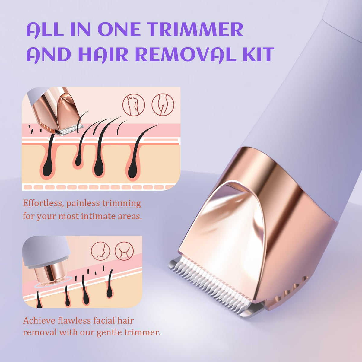 2-in-1 Electric Razor and Pubic Hair Trimmer with LED Light H338655
