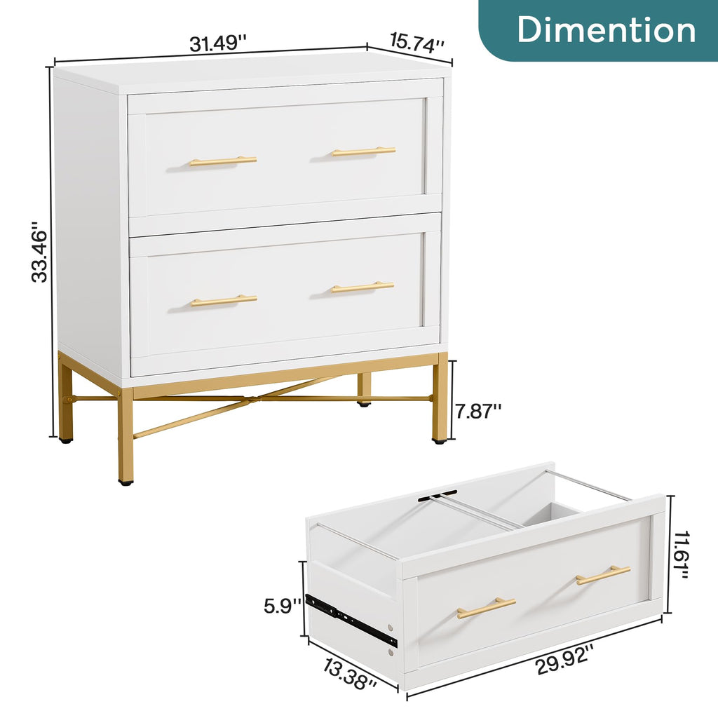 White 2 Drawer Wood File Cabinet S340