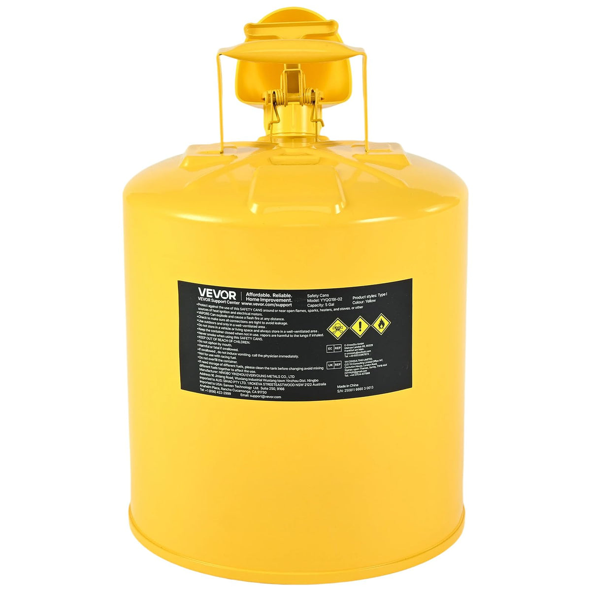 5 Gallon Type I Yellow Metal Container with Flame Arrester R47556