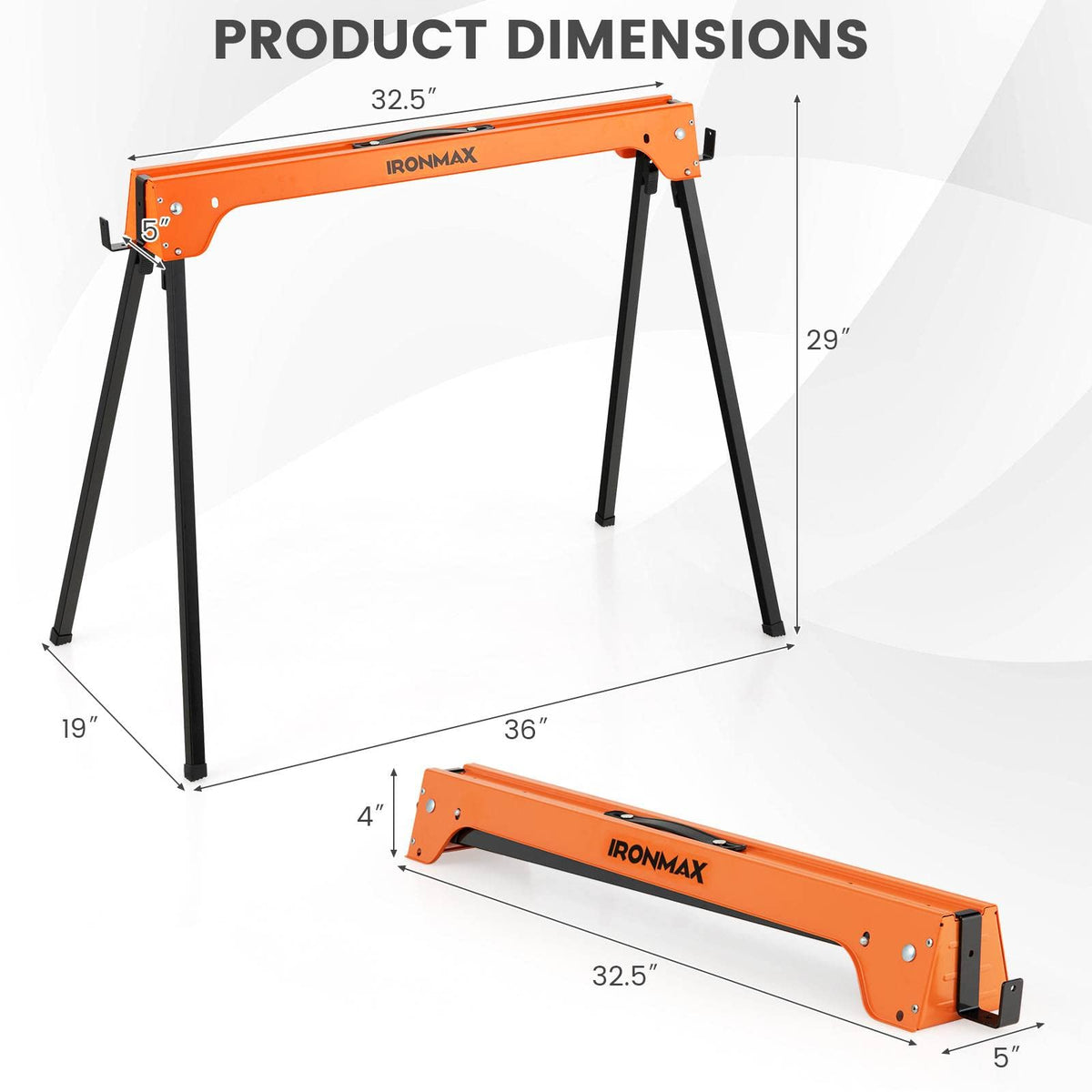 Folding Saw Horses 2 Pack 2644 LBS Capacity with Hooks D9150
