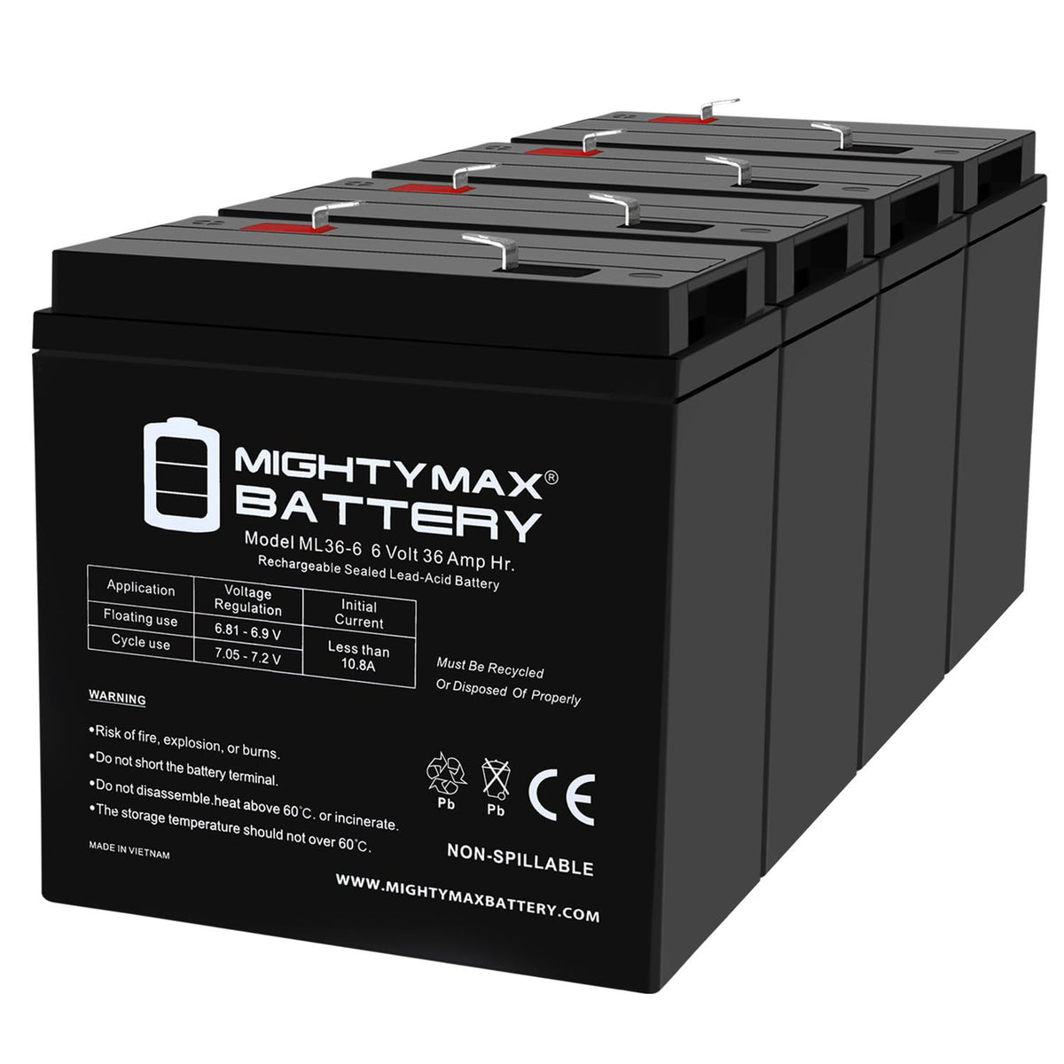 6V 36Ah AGM F2 Terminal Battery 4 Pack N77639