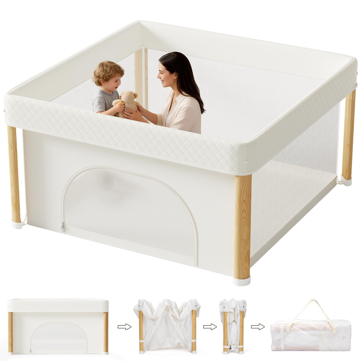 Foldable Baby Playpen with Storage Bag T636946
