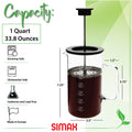 1 Liter Dishwasher Safe Borosilicate Glass French Press B6286