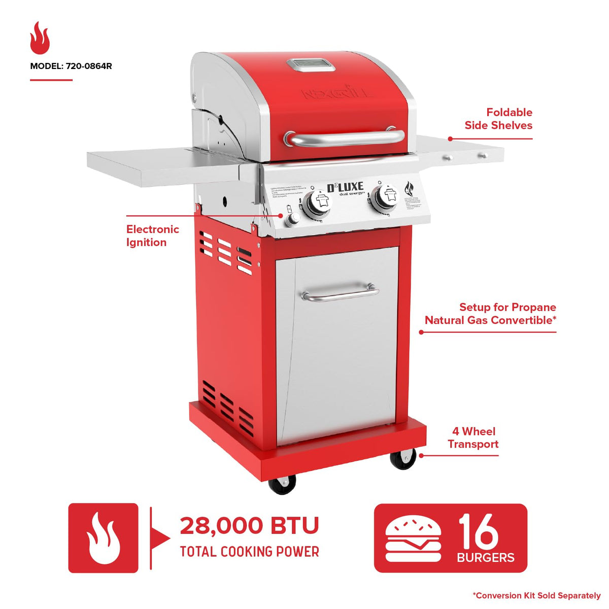 2 Burner Gas Grill with Foldable Shelves Z339