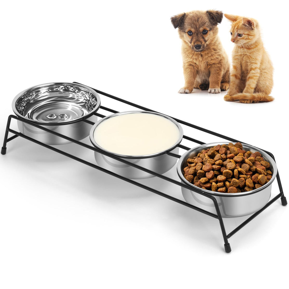 Raised 3 Stainless Steel Elevated Pet Bowls C8976