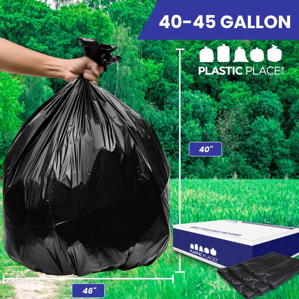 Heavy Duty Black 40-45 Gallon Trash Bags 100 Count 1.5 Mil X330459