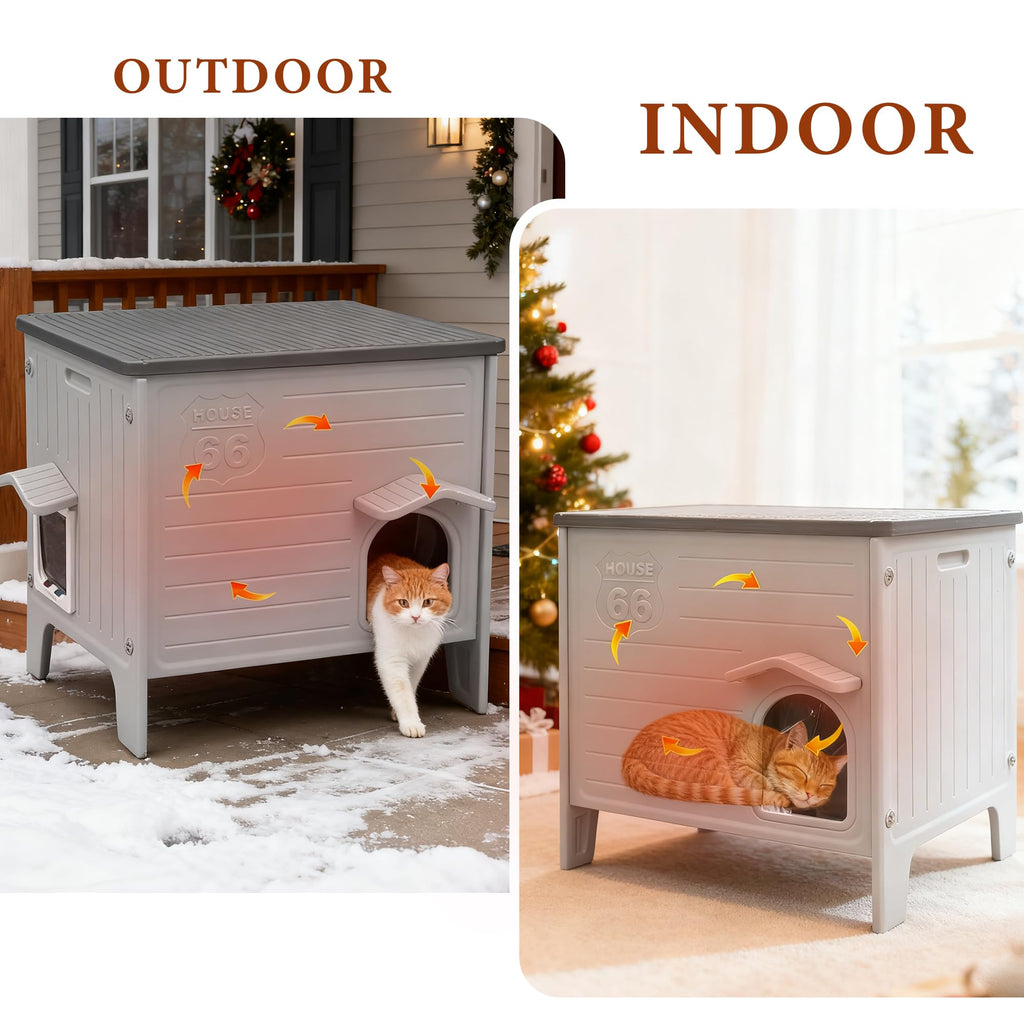 Insulated Outdoor Weatherproof Plastic Cat House F692