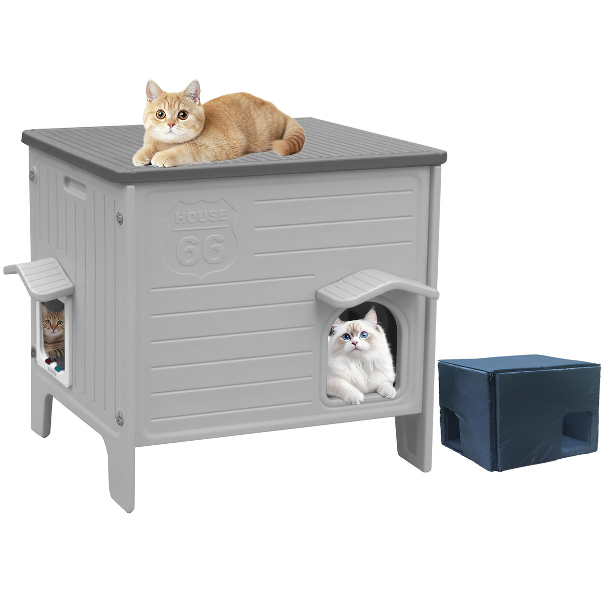 Insulated Outdoor Weatherproof Plastic Cat House F692