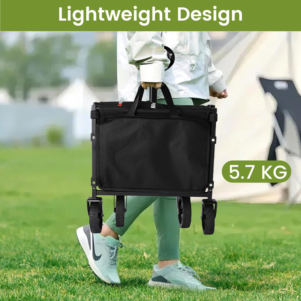 Folding Wagon Cart with Wheels, 220lbs, Black H21383