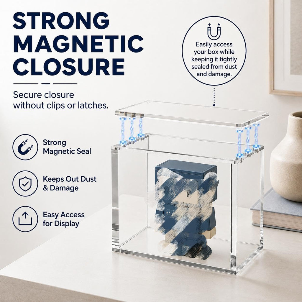 Display Case Stackable 2 Pack 5mm Acrylic Magnetic Lid UV Protection I693285