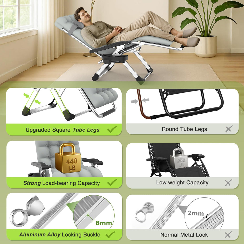 Zero Gravity Reclining Camping Lounge Chair with Cup Holder A87976