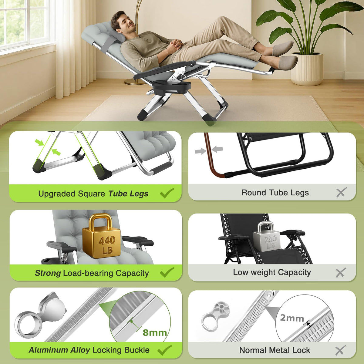 Zero Gravity Reclining Camping Lounge Chair with Cup Holder A87976