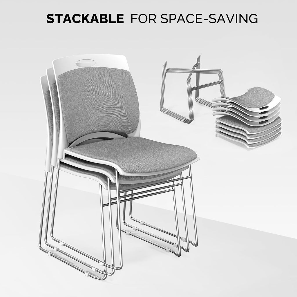 Grey Plastic Mesh Padded Stackable Chairs Set of 8 C19884