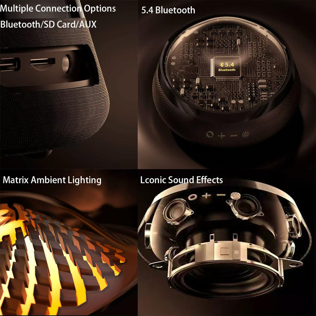 Black Portable Bluetooth Speaker with LED Night Light and Essential Oil Diffuser U9205