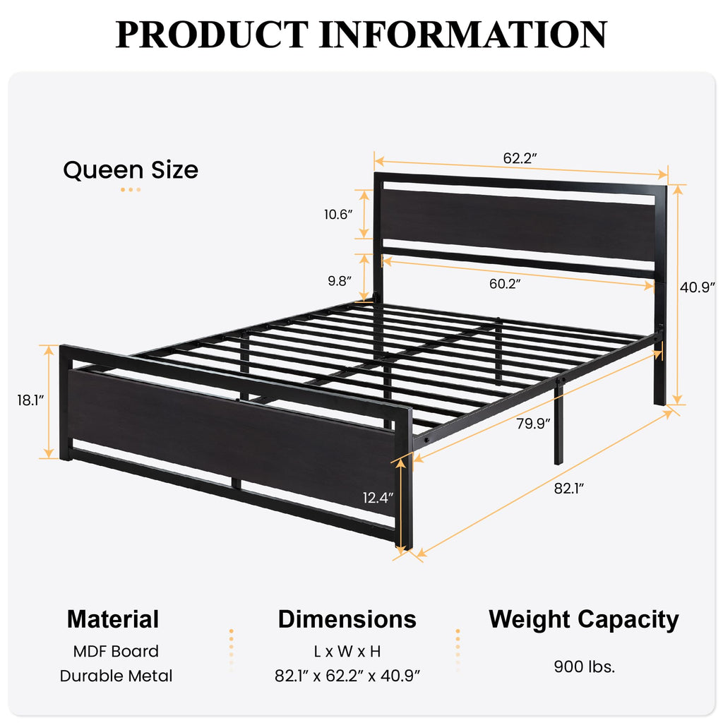 Queen Size Bed Frame with Headboard O4255