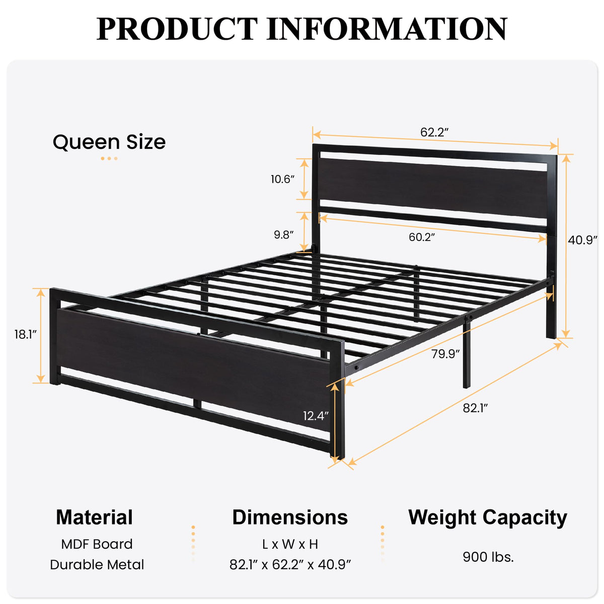 Queen Size Bed Frame with Headboard O4255
