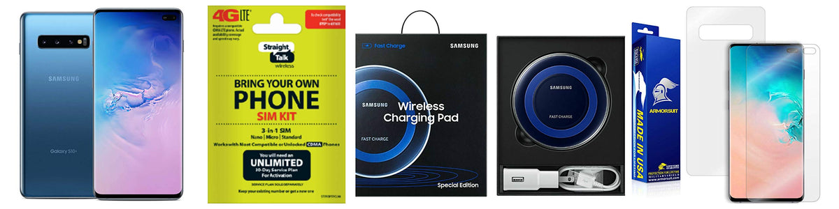 128GB Prism Blue Unlocked Smartphone with Charging Pad and Screen Protector O958