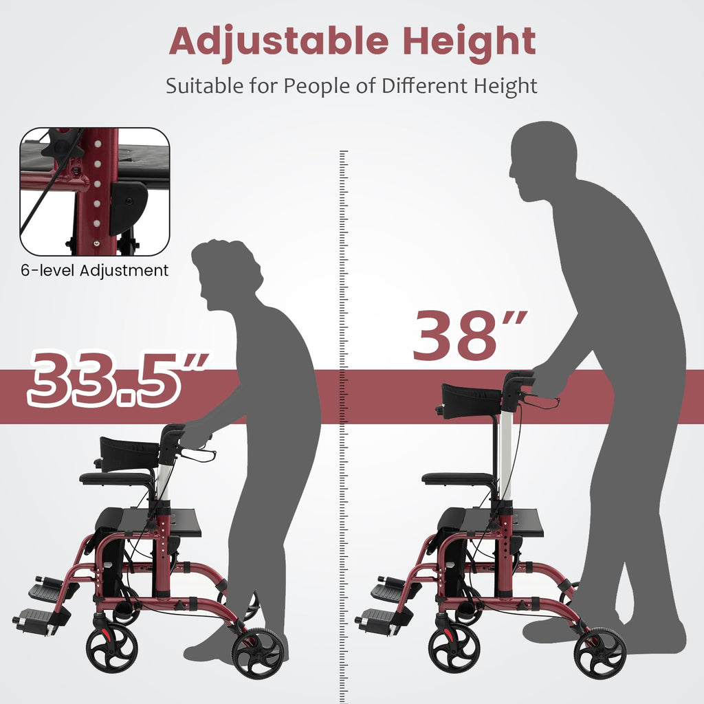 2 in 1 Folding Rollator Walker with Seat X88020