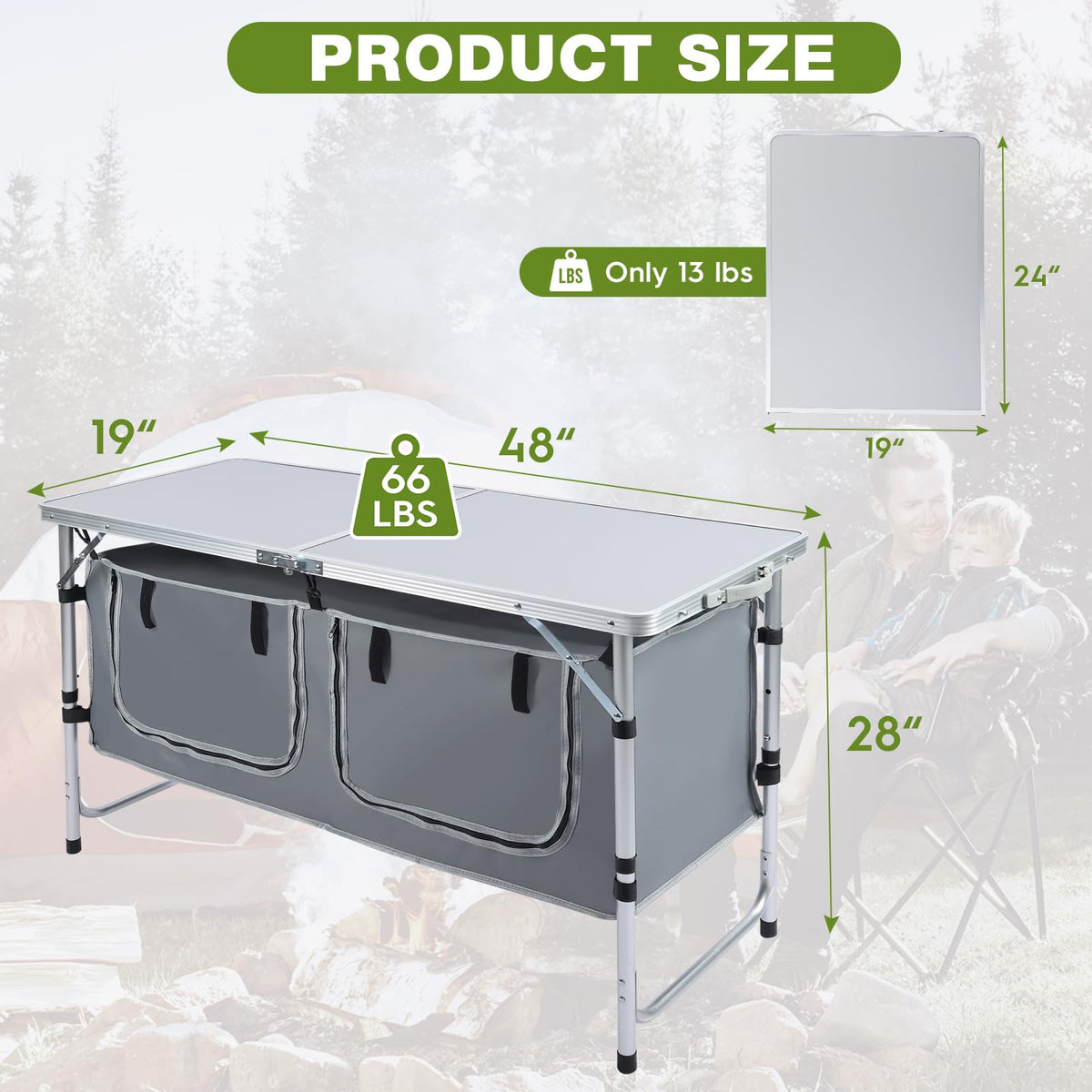 Folding Camping Table with Storage Organizer Z4226