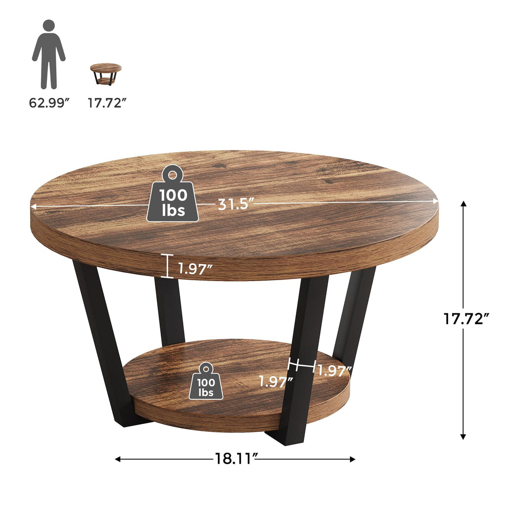 32'' Round Coffee Table with Storage J3620