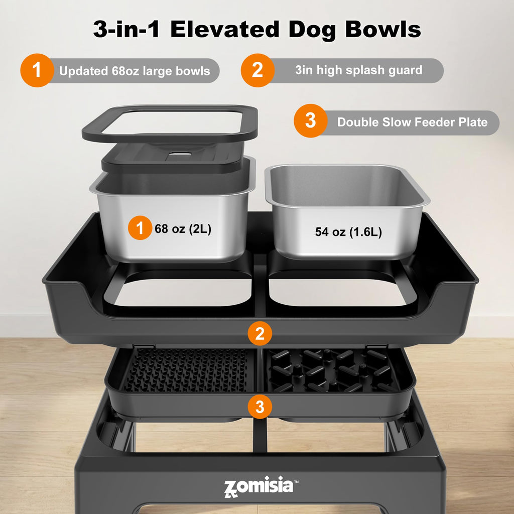 Elevated Dog Bowls with No Spill Water Bowl R4263