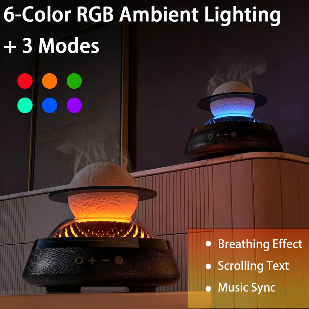 Black Portable Bluetooth Speaker with LED Night Light and Essential Oil Diffuser U9205