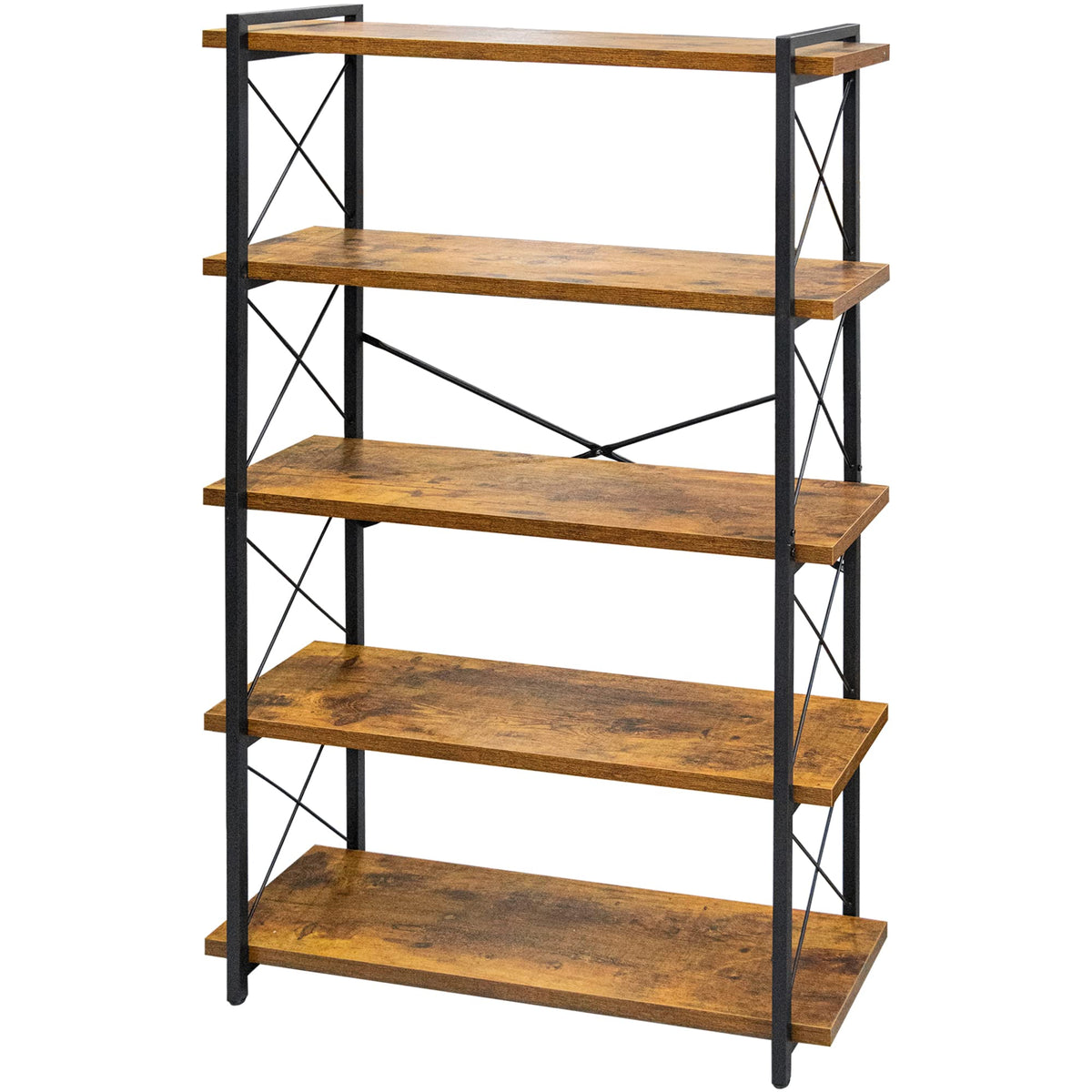 5-Tier Industrial Bookshelf with Metal Frame B6392