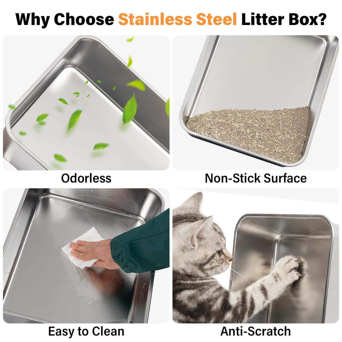 Stainless Steel Cat Litter Box J49240