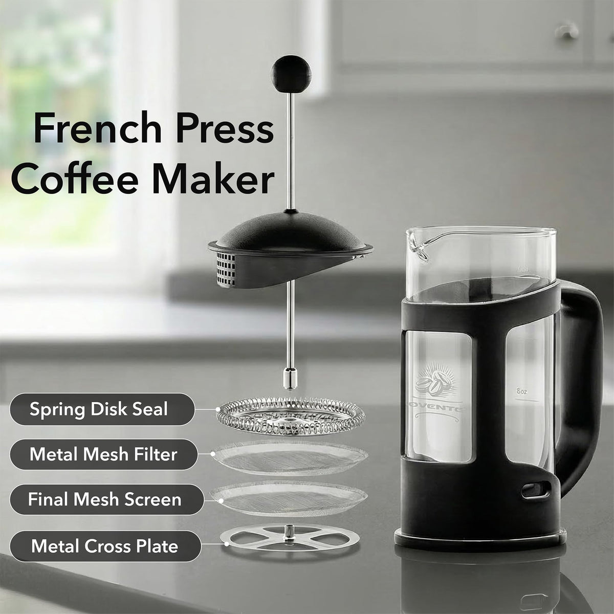 French Press Coffee Maker 12oz Black X71962