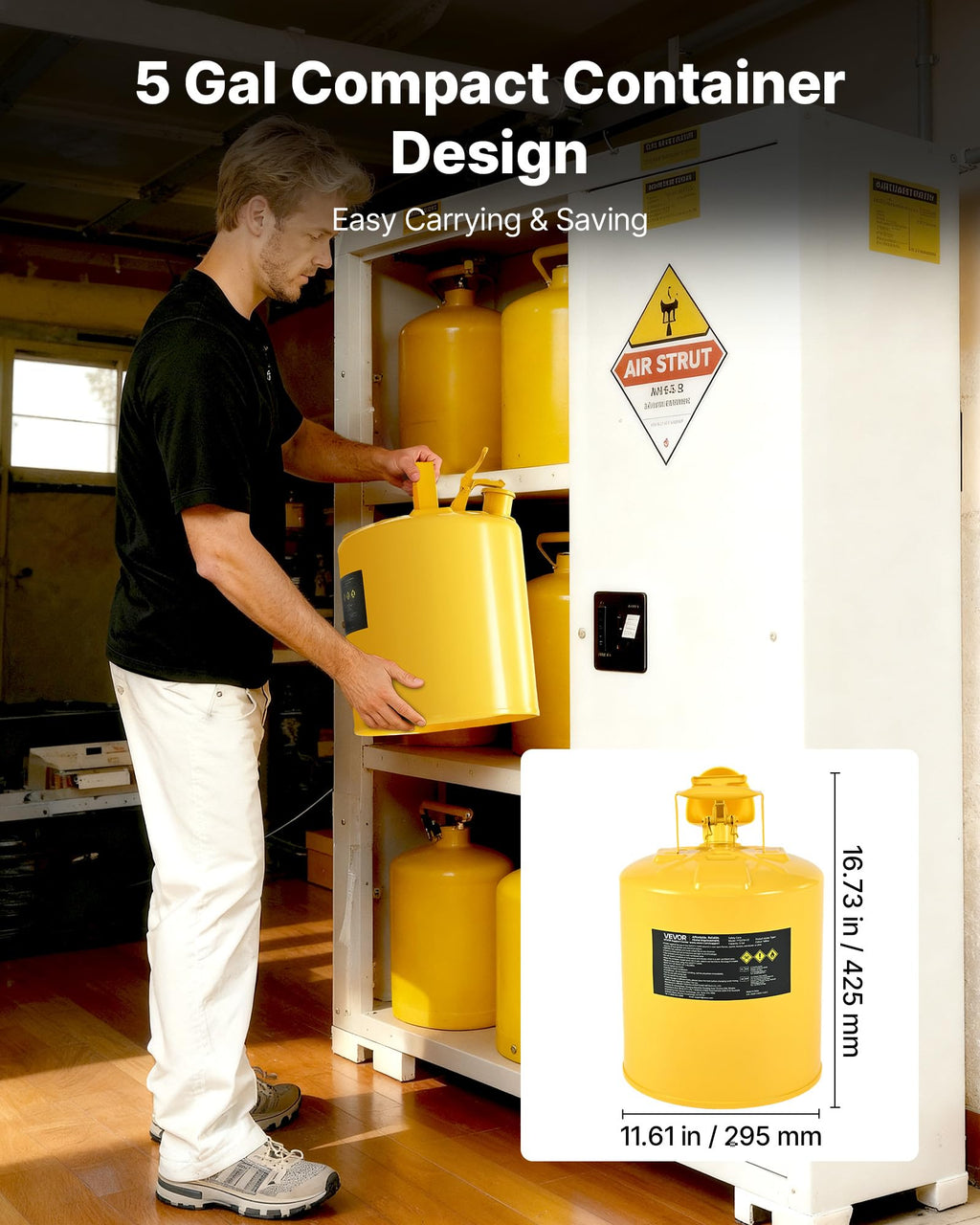 5 Gallon Type I Yellow Metal Container with Flame Arrester R47556